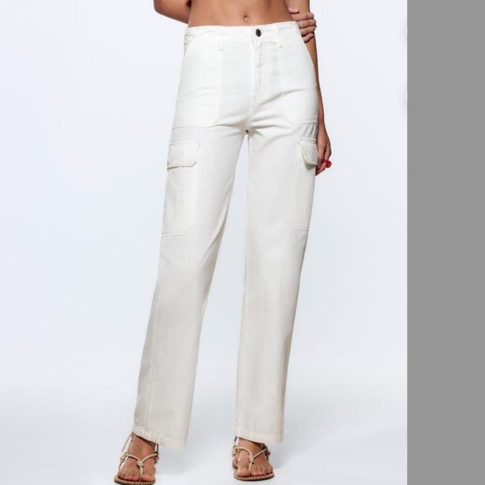 Zara White Cargo Pants | Size: 4